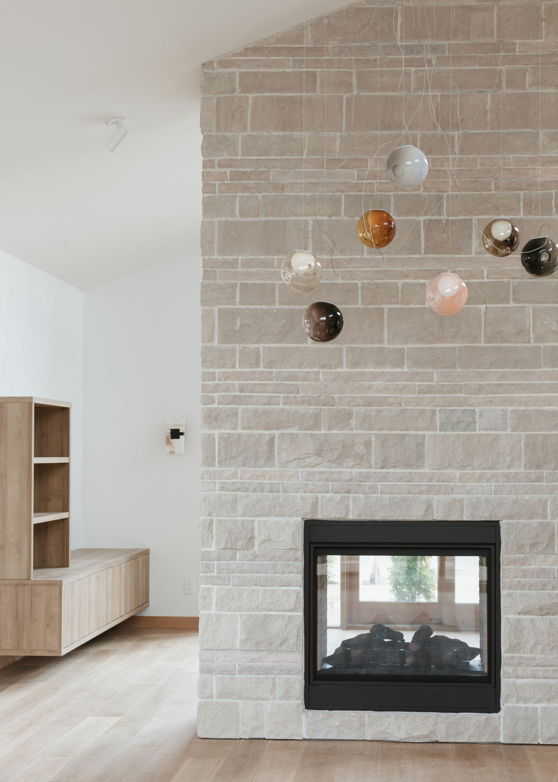 Two-Sided Fireplace & Bocci Glass Form